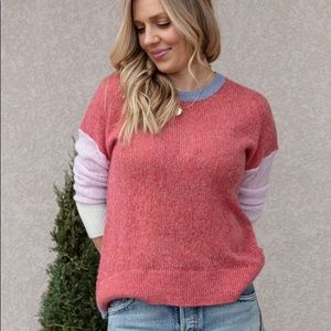 NWT Sundry Colorblock Wool/Cashmere Long Sleeved Crewneck Knit Sweater S…